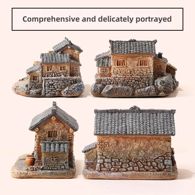 Mini House Design Resin Ornament, 1 Count Creative Micro Landscape Decoration, Desktop Craft Ornament for Home Office, Home Decor