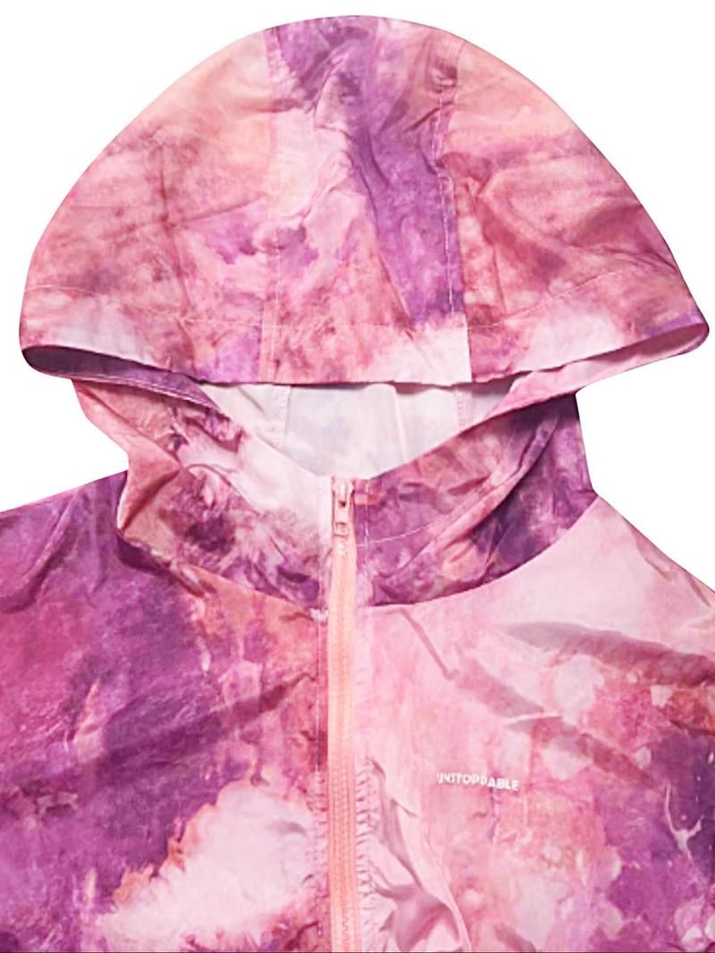 Product Introduction of Women's All Over Print Zip Up Hooded Skiing Jacket, Casual Long Sleeve Outerwear for Fall & Winter, Ladies Sportswear for Indoor Outdoor Wear 6