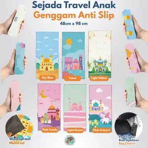 Sejadah Sajadah Genggam Travel Anak Laki Laki Perempuan Sajada Lipat Praktis Anti Slip Bahan Taslan Ukuran 48cm x 98cm Mudah Dilipat dan Ringan By Vitto Kidswear