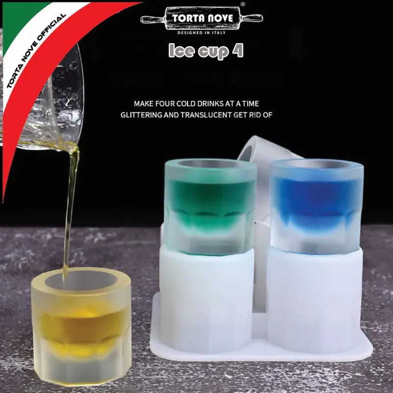 Cetakan es batu bolong tengah silikon bentuk gelas silicone bulat Cetakan coklat cup ice 4 Putih Cream Kitchenware 0