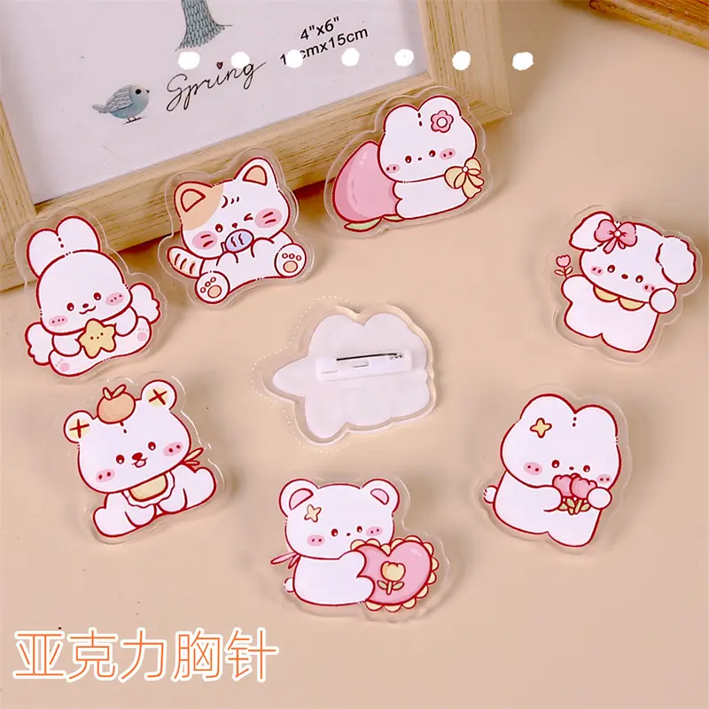 Cream style cute children's cartoon acrylic brooch wholesale clothing, bags, hanging accessories, badges, DIY patches