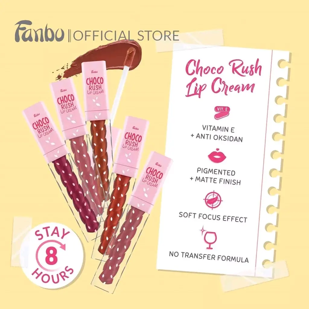 Fanbo Choco Rush Matte Lip Cream Waterproof - Shop | Tokopedia
