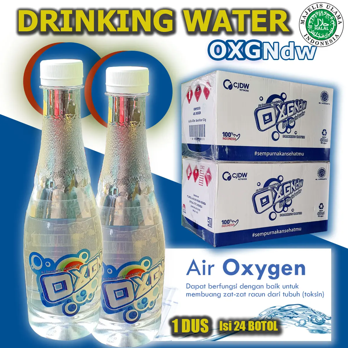 Air OxyNdw Oksigen Drinking Water | 1 Dus Isi 24 Botol