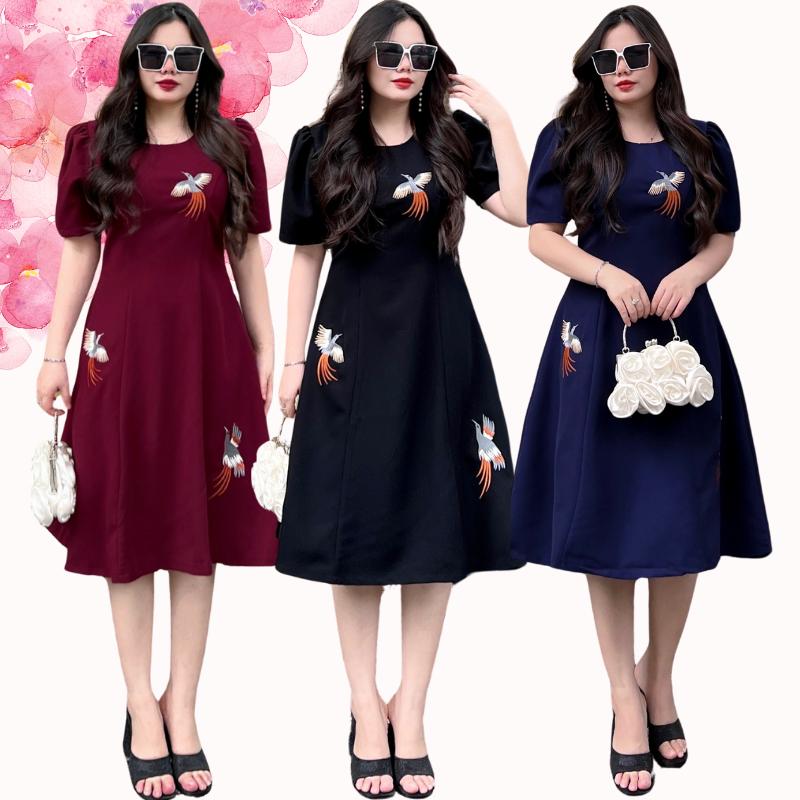 Product Introduction of [CG031] Đầm trung niên Bigsize MCGIN Ads, váy dự tiệc sang trọng cho mẹ | Đầm xòe thêu hải yến CG-031 Nữ Women vay  mactet 31
