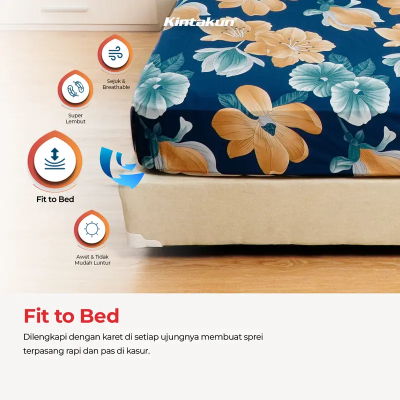 [Best Seller] - Kintakun DLUXE Bedcover Set Fitted Tinggi 25cm 160x200 / 180x200 Aesthetic Multivarian Kain Double Karet Tali Kasur Sarung Bantal 4