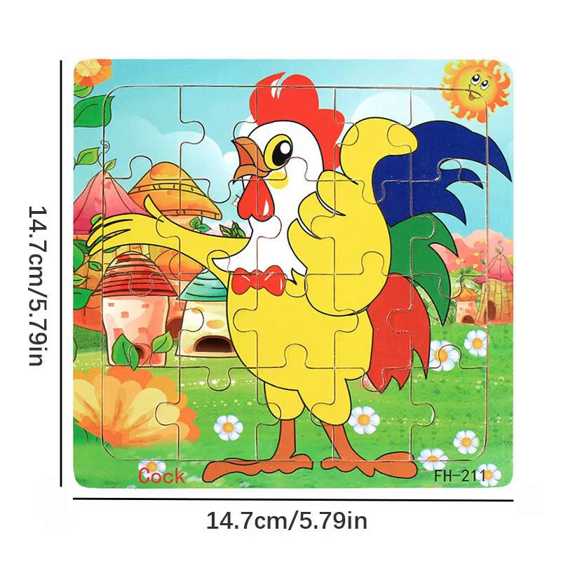 Product Introduction of 20 PCs wooden puzzle cartoon animal car number Letter pattern jigsaw puzzle game kids educational learning toys for kids 25