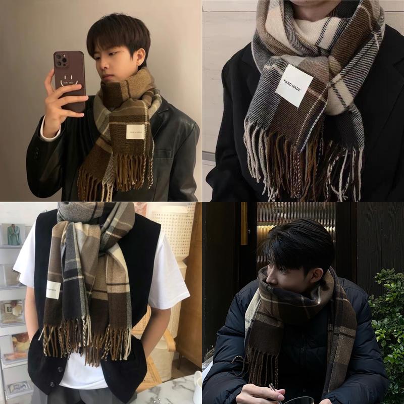 Khăn choàng len lông cừu nam nữ quàng cổ giữ ấm cashmere chất dệt mịn thời trang