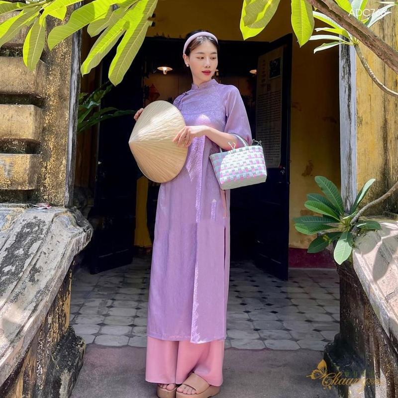 Áo Dài Cách Tân Nữ Dáng Suông Xưa Vải Gấm Hoạ Tiết Đính Nơ Hàng May Sẵn Big Size Mặc Mùa Tết Lễ Hội