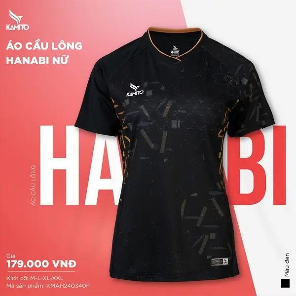 Áo Hanabi Kamito Nữ Màu Đen Hot Sport Thoáng Mát , Ngăn Mùi
