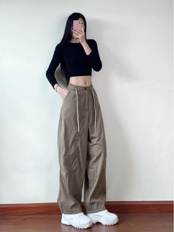 Product Introduction of [Bao đẹp bao mát] Quần gió nhăn mềm mịn mát túi hộp dáng thụng ống rộng nam nữ unisex parachute 9