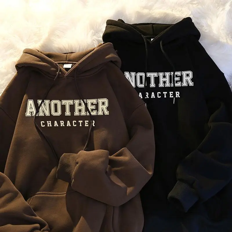 American oversized hoodie, Korean letter printed minimalist and fashionable hoodie for men and women, versatile top jacket, college style sportswear