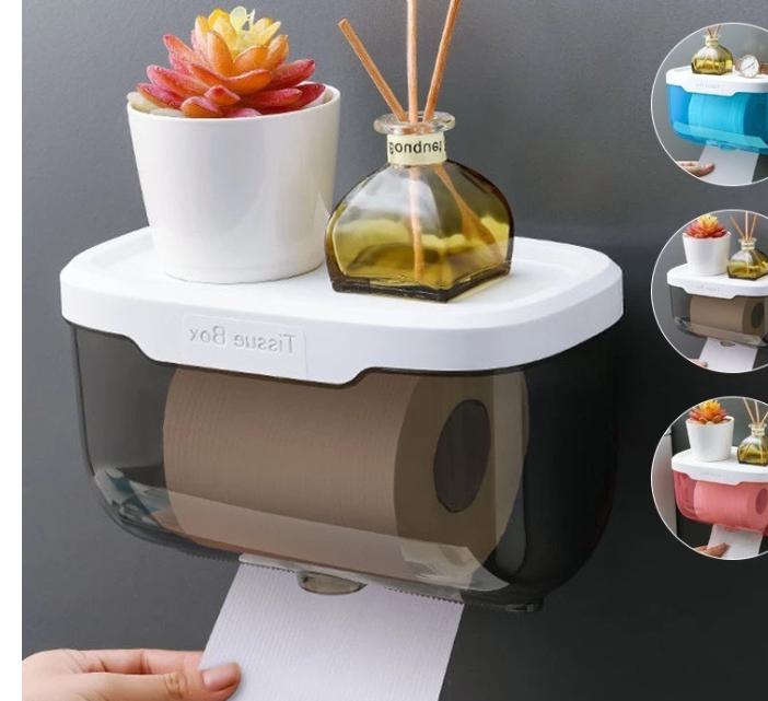  Hộp Đựng Giấy Vệ Sinh Acrylic TISSUE BOX Trong Suốt Dán Tường Cao Cấp Có Kệ Để Vật Dụng Nhỏ Gọn Tiện Ích Phong Cách Hiện Đại - Kitchen 