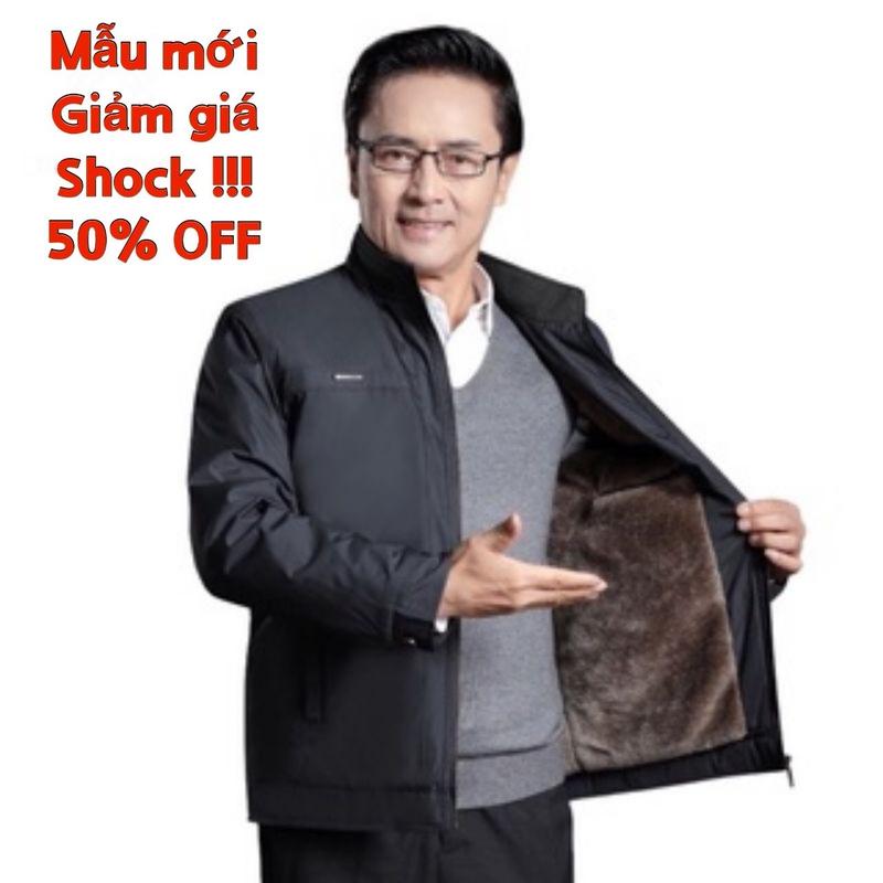 Áo Khoác Nam Trung Niên áo tặng bố Menswear Jean Lót Lông Siêu Ấm Siêu Dày Dặn Nhung Nhung Jacket Jacket Jacket aokhoac nam Kem aokhoac cao