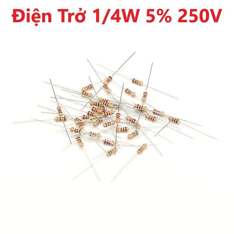 Gói 20 Con Điện Trở vạch 1/4W sai số 5% 250V 1R - 10M (220R, 330R, 470R, 1K,…