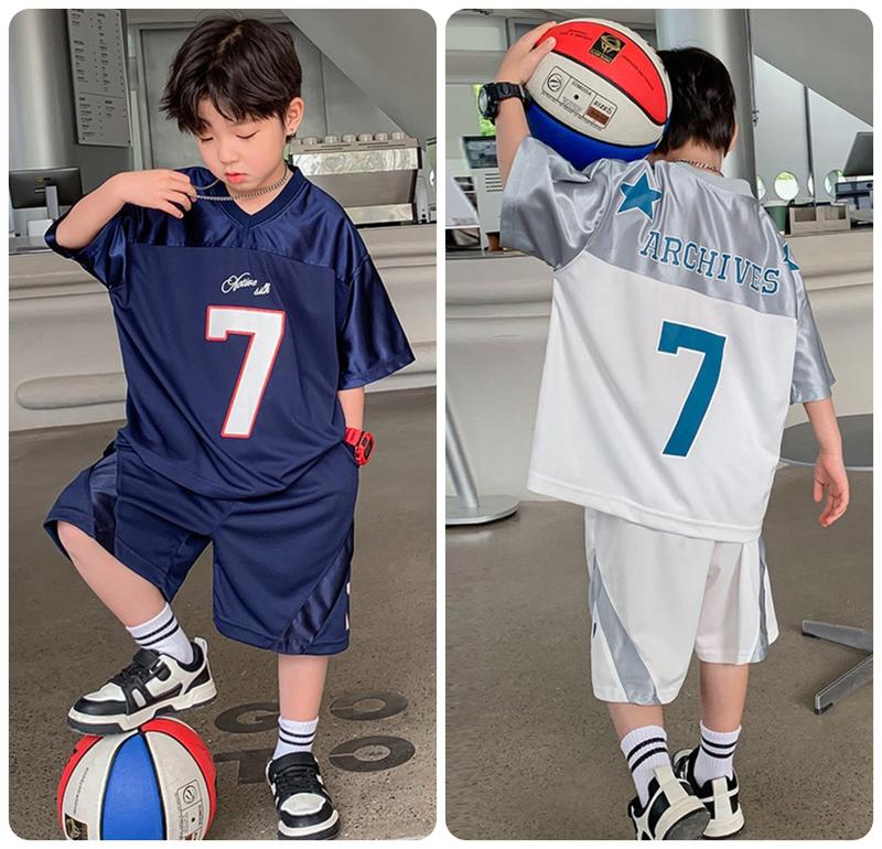 Bộ quần áo cộc tay trẻ em mùa hè dành cho bé trai 14-46kg mẫu SỐ 7, chất liệu mềm mát phong cách năng động