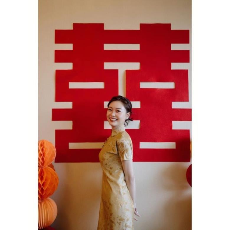 Chữ hỷ trang trí tiệc cưới bằng vải nhung khổ to 1