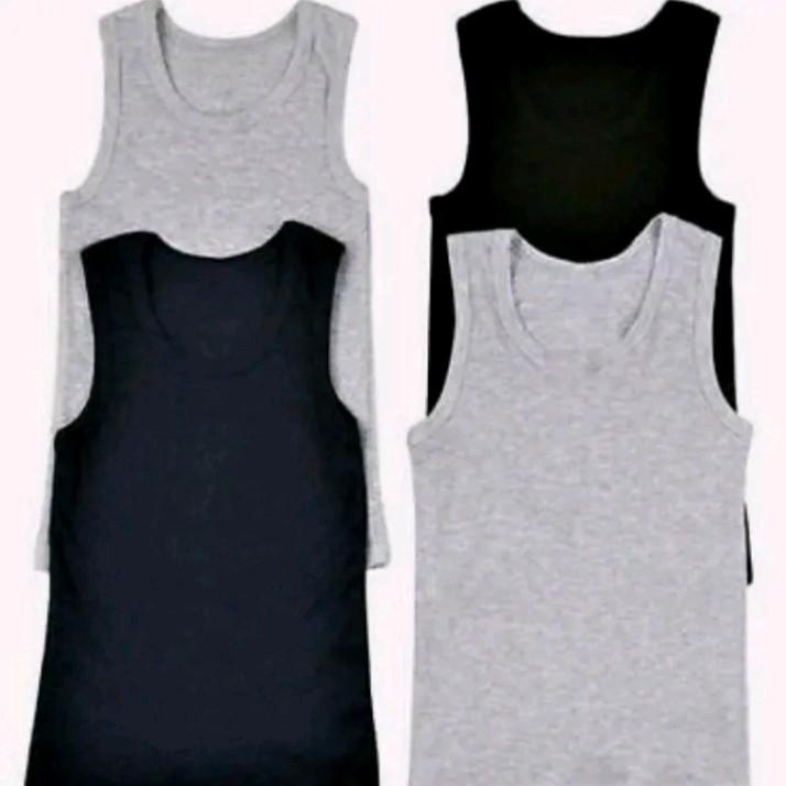 PAKET HEMAT 3 PCS Kaos singlet dalaman pria polos Slim-fitting Katun Santai Oblong Hitam Dewasa Cowok Distro Atasan Keren 5