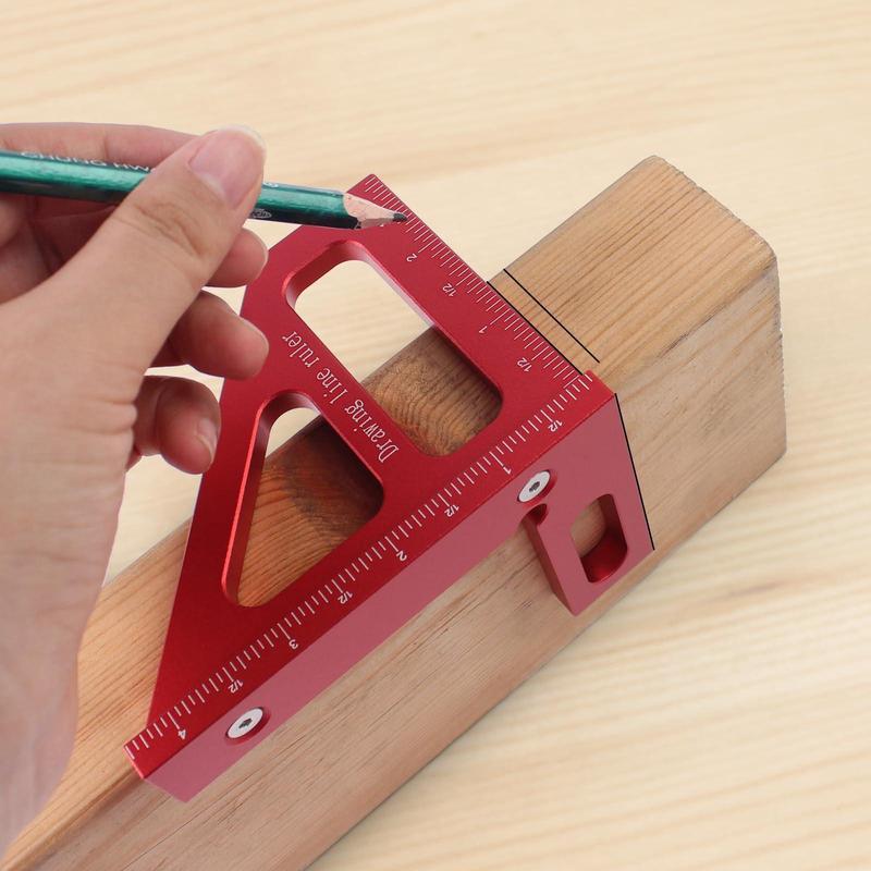 Aluminum Alloy Woodworking Triangle Ruler, 45° Degree Positioning Ruler, Hand Measuring Tool for Home & Office 4