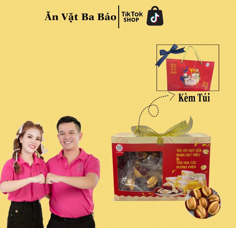Táo Đỏ Tân Cương Kẹp Sữa Phomai Mặn Nhân Hạt Điều , Kèm Trà Hoa Cúc Đường Phèn - Hộp 600g - Food