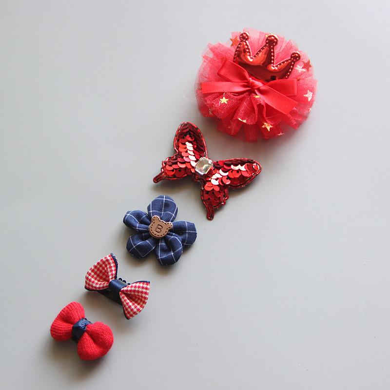 Product Introduction of Korean hand-made baby hairpin edge clip Baby hair clip Children's headdress hairpin Princess hairpin five-piece set 12