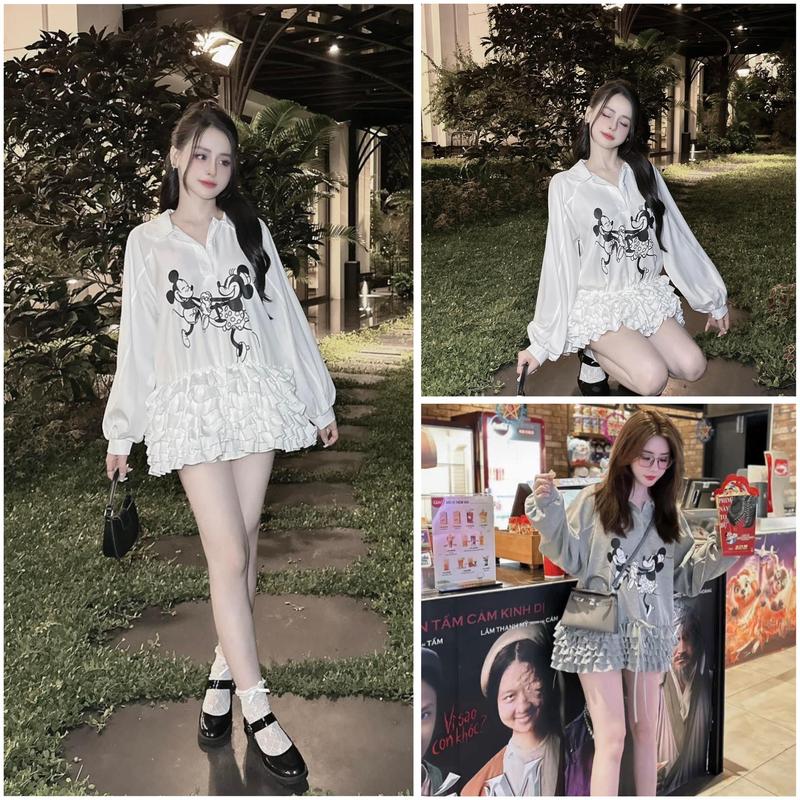 Váy babydol In Hoạ Tiết Cổ Đức [ Tặng Kèm Quần Bảo Hộ ]  Phối Viền Chân Váy Bèo Tầng Xinh Xắn Nữ Women Dress Tre