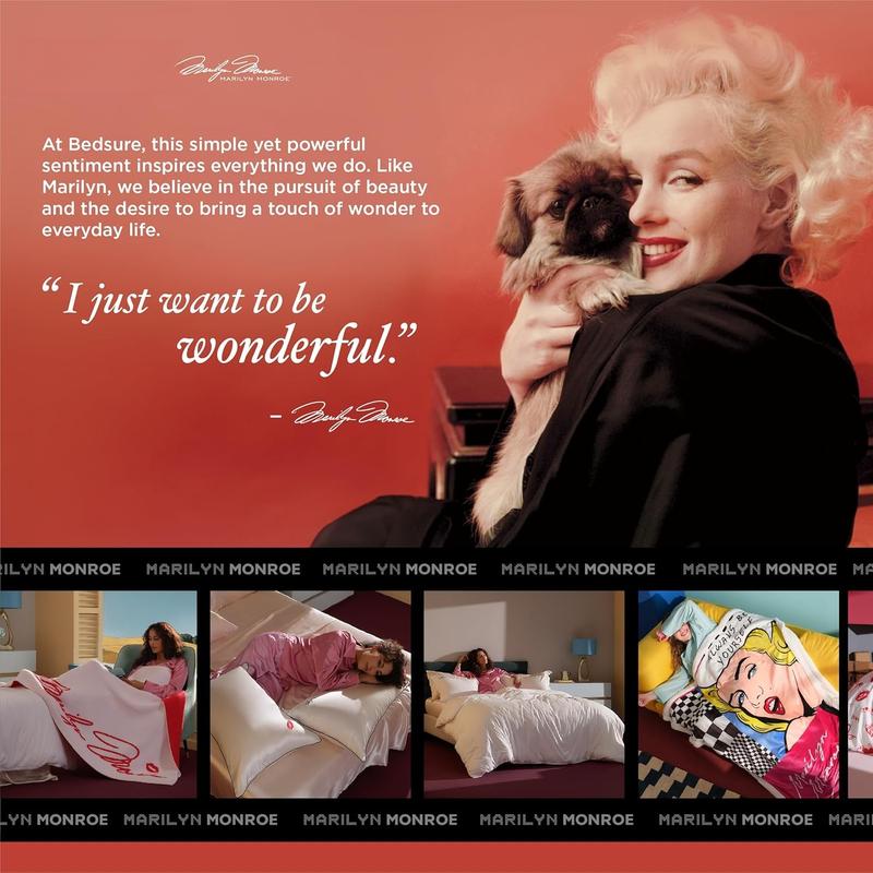 TikTok Shop x Marilyn Monroe Mulberry Silk Pillowcase for Hair and Skin White Silk Pillow Case with Hidden Zipper Gifts for Women Men Standard Size 1 Pack 20x26 InchesLeft