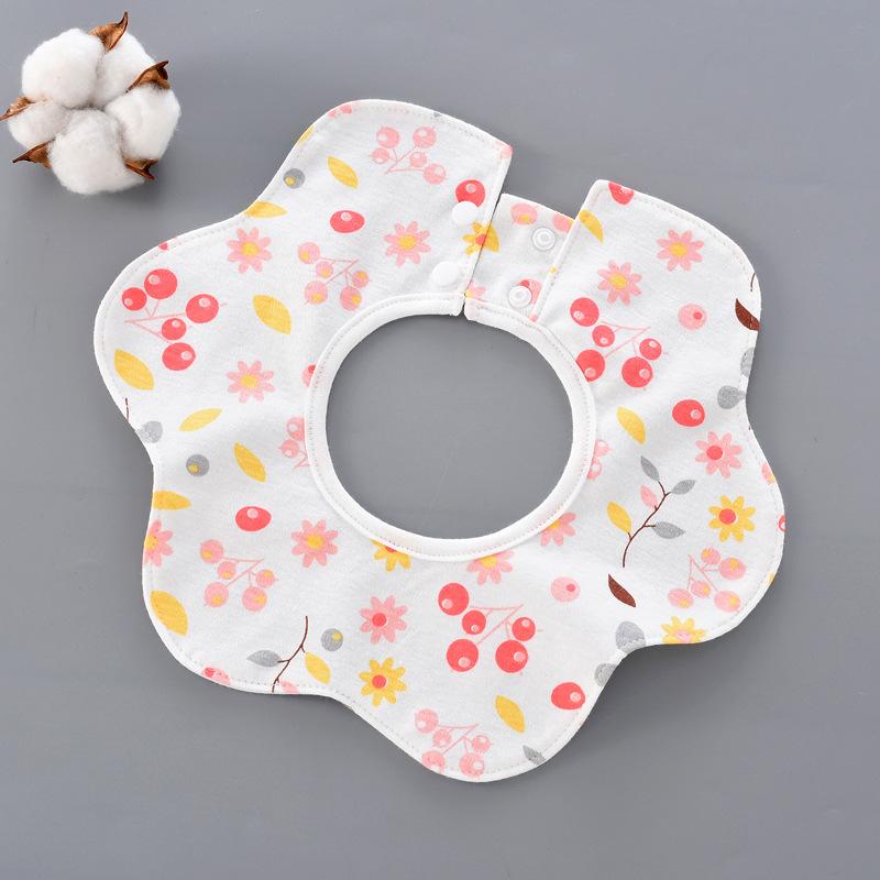 Product Introduction of 360° Baby Bibs Cotton Feeding Flower Shape Bib Aprons Fruits Toddler Cute  Infant Newborn Scarfs Saliva Towels Burps Clothes 4