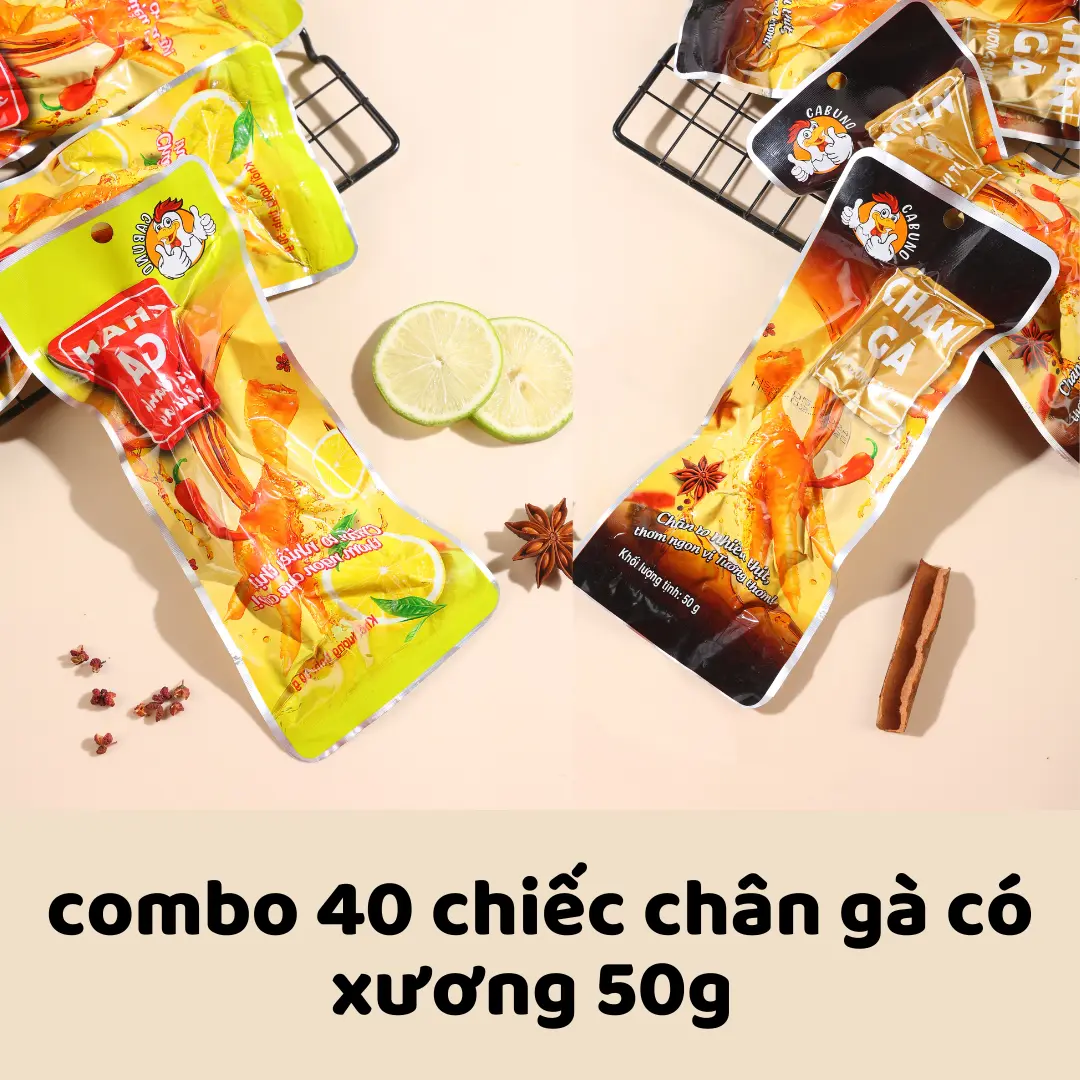 COMBO 40 chiếc chân gà CÓ XƯƠNG CABUNO 50gram cabu no