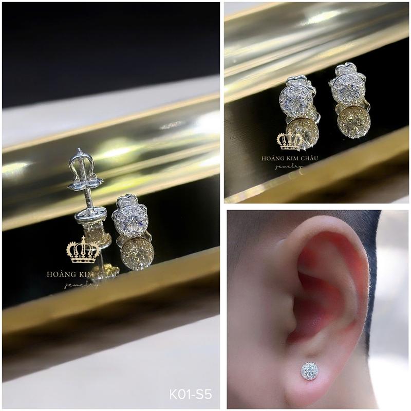 Bông tai nụ bạc nam nữ Hoàng Minh Châu Jewelry - bộ sưu tập khuyên tai nam nữ chuẩn bạc cao cấp 0