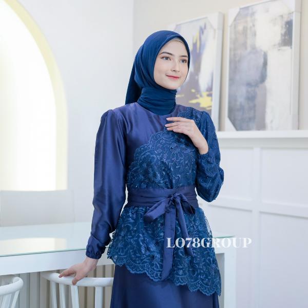Clarissa - New Saukia Malaysian Dress Satin Brukat Fashion Lebaran Bridesmaid Kondangan 2023 Brokat Lembut Mewah Muslim Mutiara Panjang Velvet Gamis Gaun Pesta Wanita Motif BROKAT Maxi Tile Tanggung 2