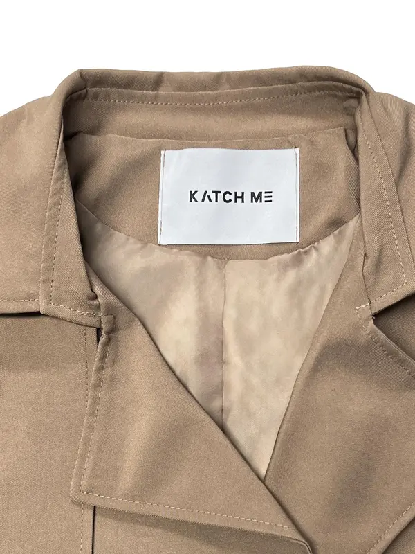 Women's Solid Double Button Belted Trench Coat, Elegant Lapel Neck Long Sleeve Coat for Fall & Winter, Women's Clothing for Daily Wear, Clothing for Women, Going Out Tops 7