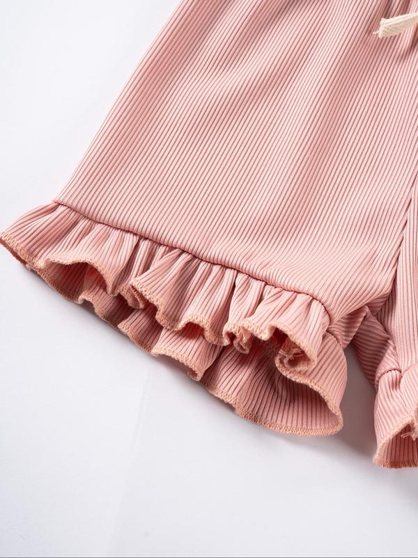 Toddler Girl's Solid Ribbed Tank Top & Shorts Two-Piece Set, Cute Casual Sleeveless Top & Shorts for Summer, Kids Clothes for Daily Wear 6