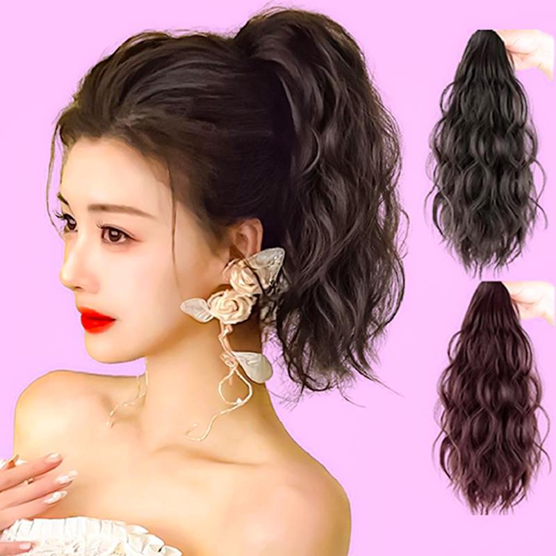 Tóc giả đuôi ngựa xoăn xù mì Pinky, Tóc đuôi ngựa xoăn nhẹ dài 40cm cá tính tócgiả củapangbowen buôi