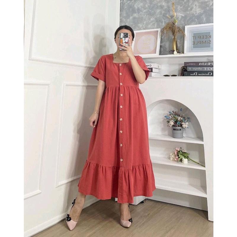 Daster Crincle Kancing// Dress Wanita bumil busui frendly// Daster kekinian by batik pradana Kain Lembut 3