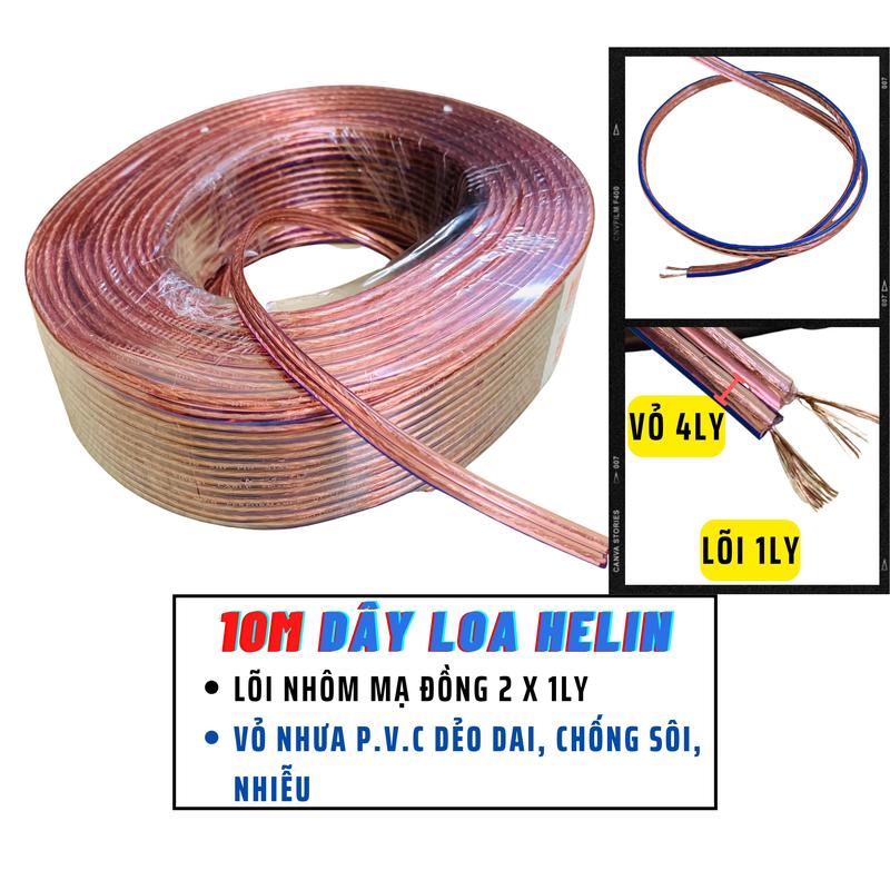 10M Dây Loa Chống Nhiễu Helin Mác 200 Cao Cấp Lõi 1Ly-Vỏ Pvc Dây Âm Thanh Cho Loa Amply Cục Đẩy-H2Pro Tech