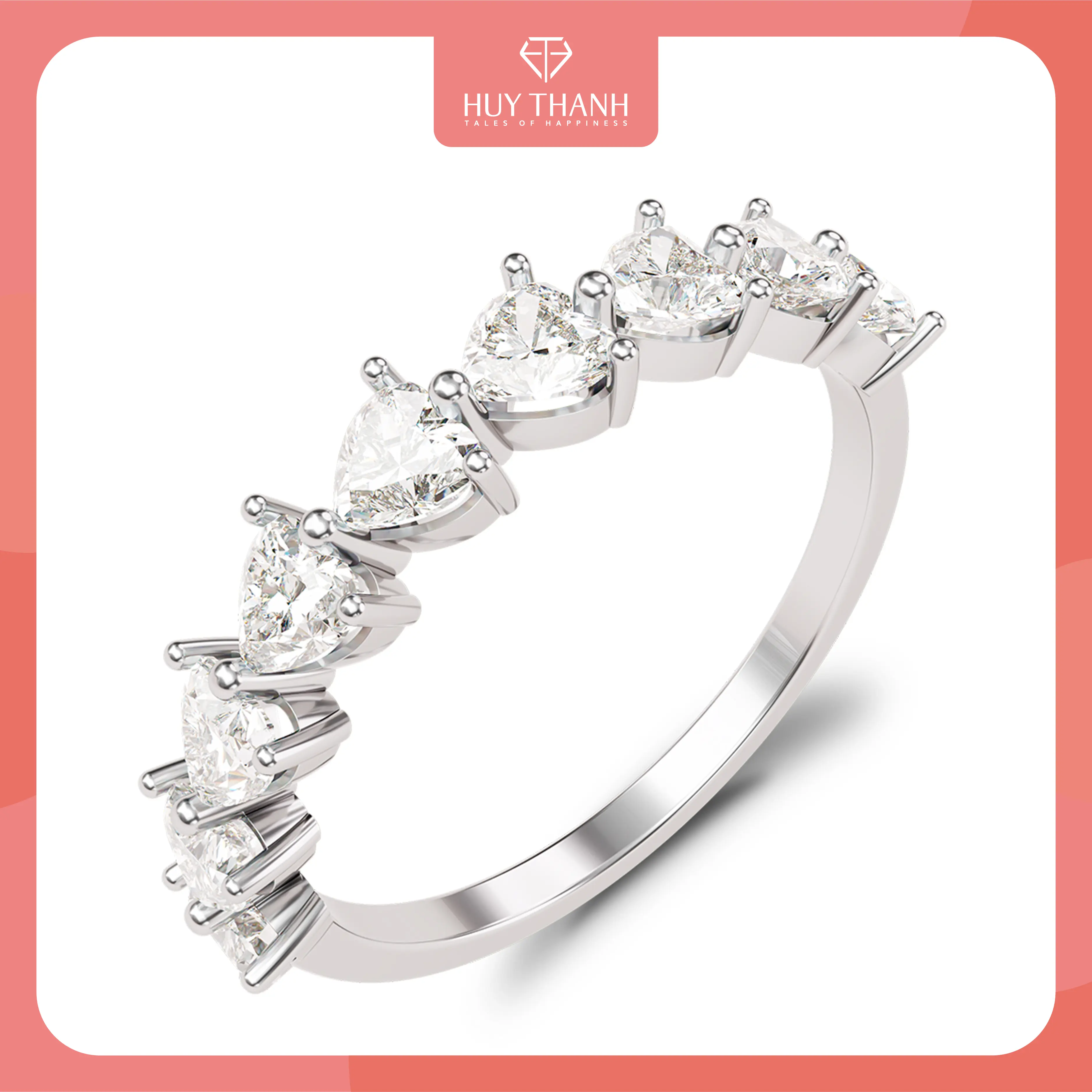 HuyThanhJewelry NLF465 Nhẫn nữ vàng tây 10k Gắn Đá Trái Tim