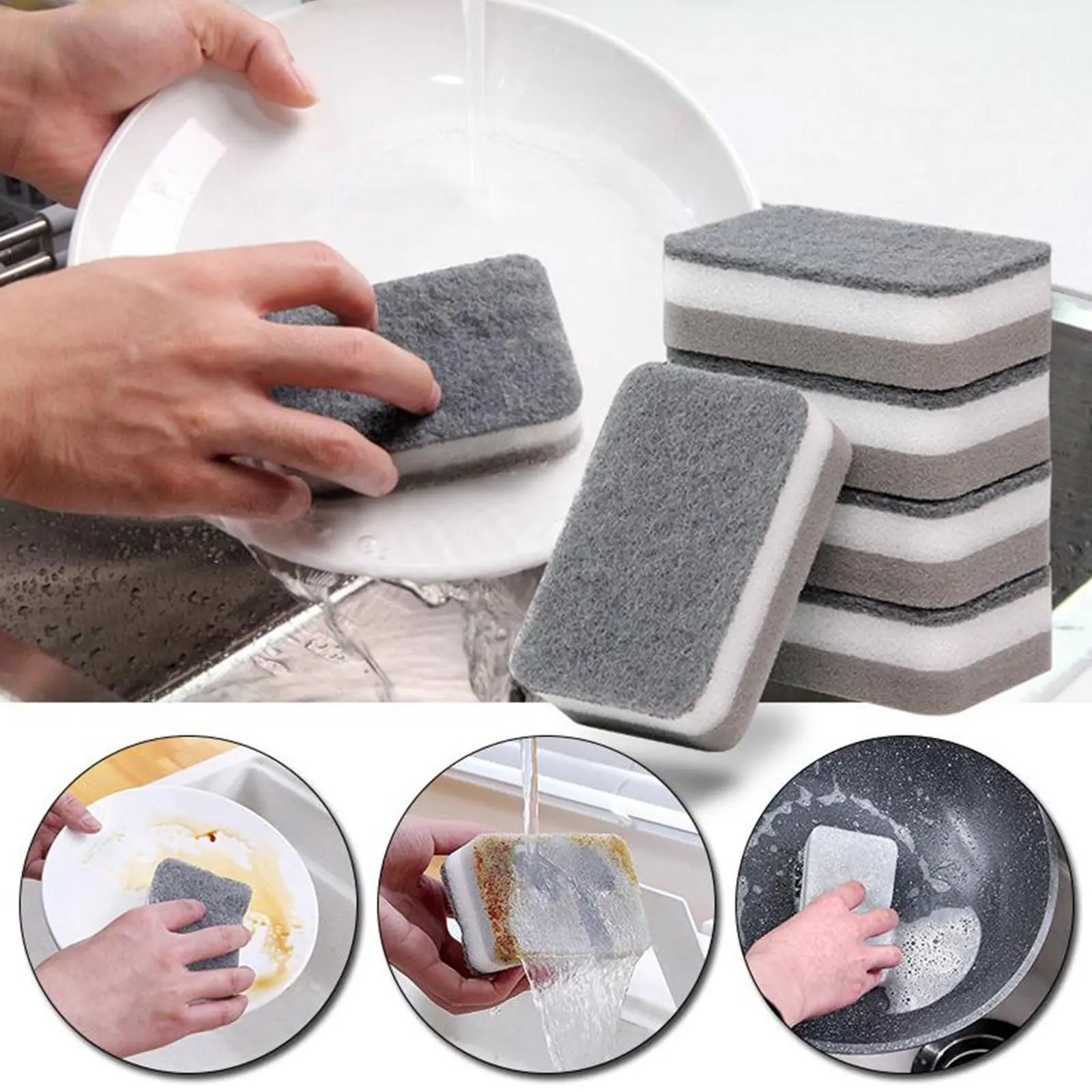 Bát chà bọt biển, miếng bọt biển làm sạch nhà bếp, Khối bọt biển, Khăn lau bát đĩa, Giẻ lau bọt biển, 1 miếng
