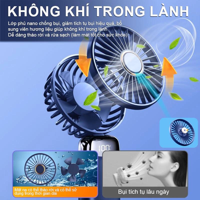 Quạt tích điện mini cầm tay N15, Quạt mini để bàn 5 cấp độ gió, Quạt cầm tay thiết kế nhỏ gọn mang đi học đi chơi tiện lợi 6
