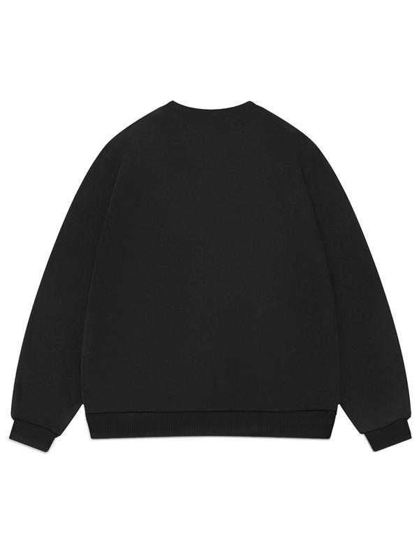 Men's Letter Print Drop Shoulder Fleece Sweatshirt, Regular Fit Casual Soft Comfy Long Sleeve Round Neck Pullover for Fall & Winter, Men's Clothes for Daily Wear 1