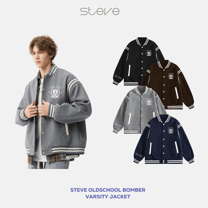 [ BÁN CHẠY ] Áo khoác dạ nam nữ STEVE OLDSCHOOL BOMBER VARSITY JACKET - mã AK07 milan  varsity Menswear