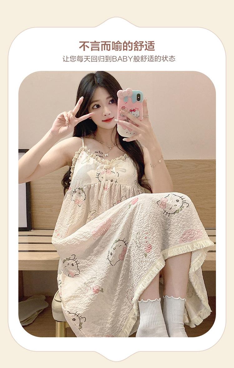 Product Introduction of Đồ Ngủ, Phong Cách Thanh Lịch, Váy Ngủ Mùa Hè Cho Nữ, Có Thể Mặc Ngoài Trời, Nhăn Bong Bóng, Có Đệm Ngực, Váy Ngủ Có Thể Tháo Rời Làm Bằng Bông, Thoải Mái Và Thoáng Khí, Thích Hợp Mặc Thường Ngày 10