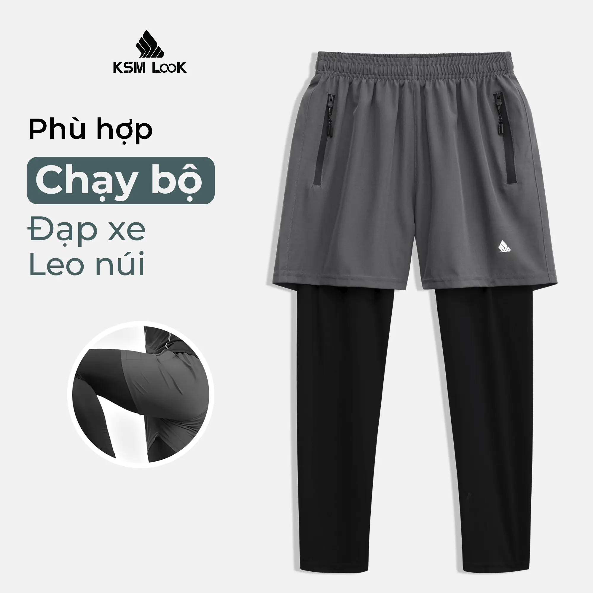 [DEAL ĐỘC QUYỀN TRÊN LIVE] Quần Dài Thể Thao 2 Lớp Tập Gym Nam KSM Menswear Thiết Kế Túi Khóa Phù Hợp Chạy Bộ, Đạp Xe Q268 Sport