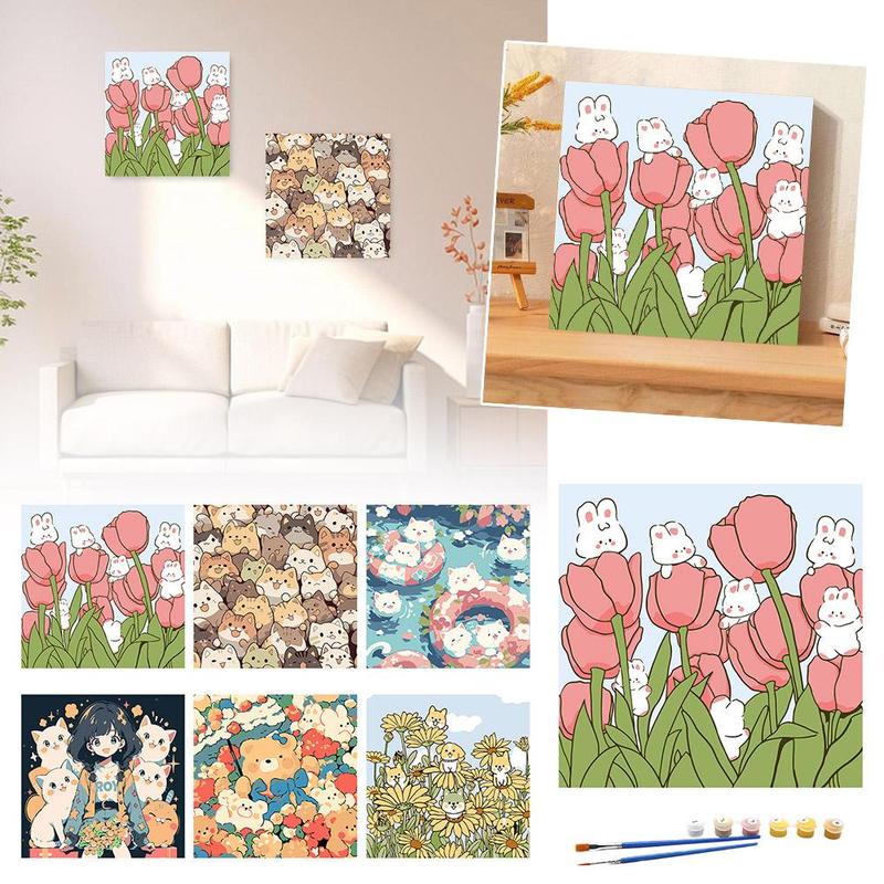 Product Introduction of Cartoon Tulip Animal Oil Painting Toy DIY Handmade Flower Coloring Painting 18