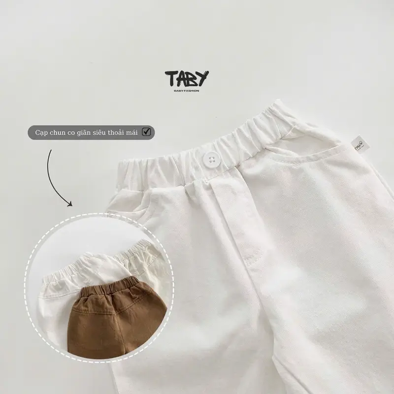 [Taby] Quần dài kaki basic phối khuy, chất liệu kaki hàn cao cấp, form baggy che khuyết điểm cho bé 9-24kg 4666QDB 7