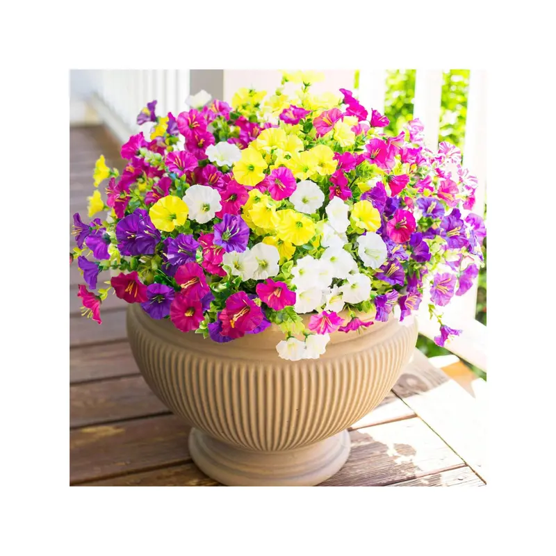 Artificial outdoor flowers and plants for spring and summer decoration, outdoor silk morning glory artificial flowers, UV resistant appearance, front door courtyard porch courtyard window balcony gifts, garden decoration, outdoor plants  Multicolor 0