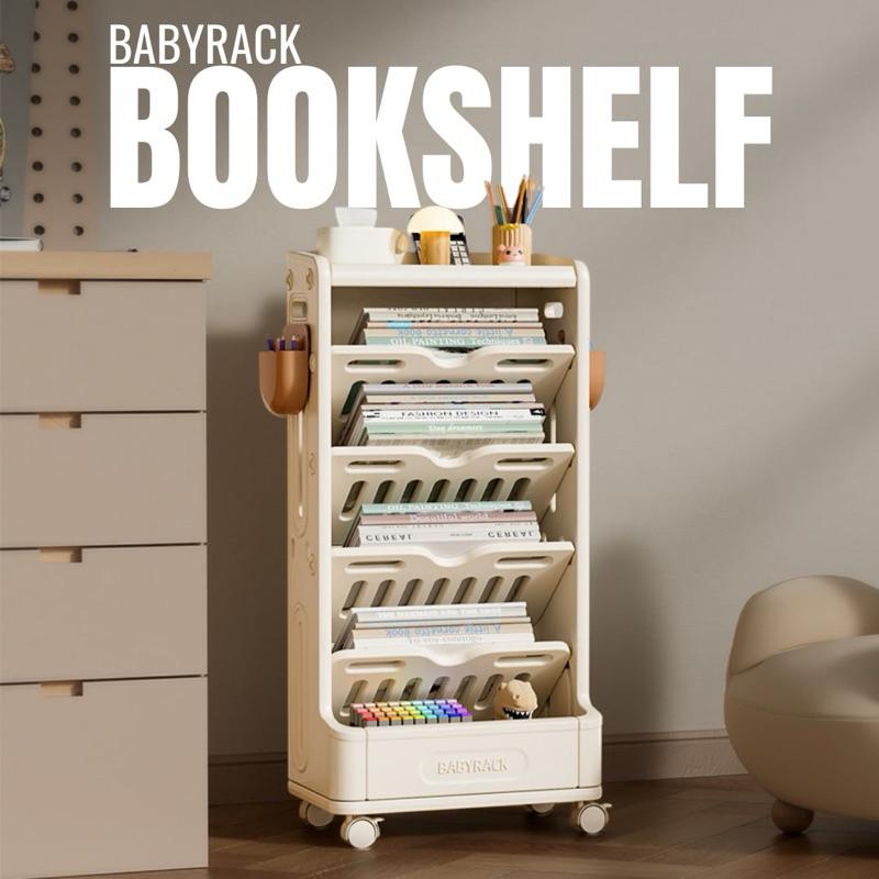 Baby Rack Bookshelf Books Storage with wheels Organizer Children ...