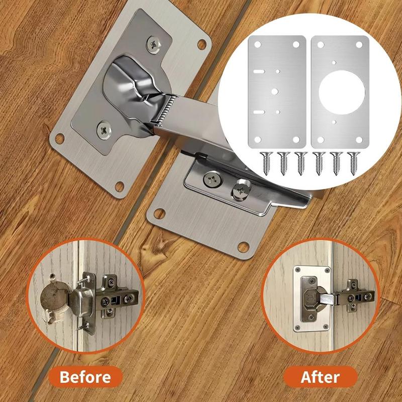 Product Introduction of Cabinet Door Hinge Repair Plate, Kitchen Cabinet Door Lock, Cabinet Door Hinge Repair Bracket with Screws, Door Hardware Accessories 6