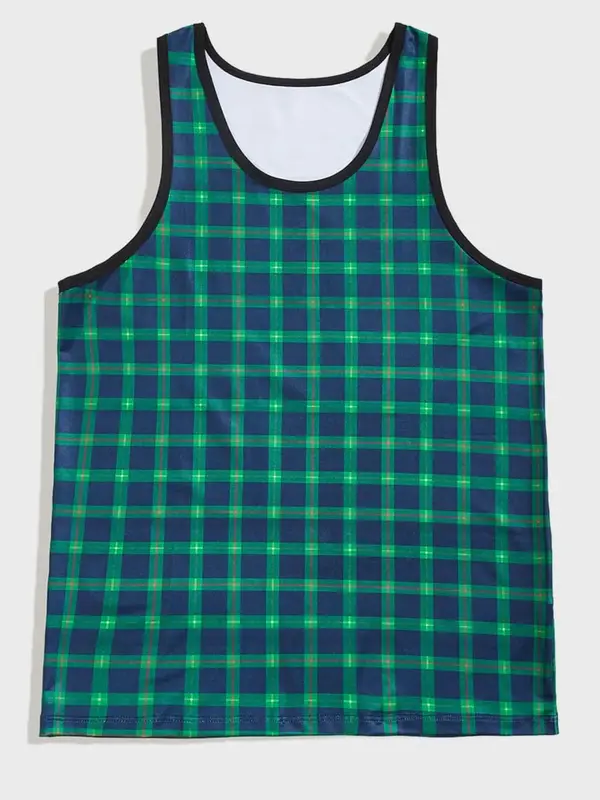 Men's Plaid Print Tank Top, Regular Fit Casual Comfy Sleeveless Top for Daily Wear, Men's Clothes for All Seasons 4