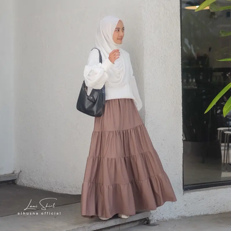 [•Elhusna•] Lani Skirt/ Rok Canda / Rok Susun / Rok Rempel / Maxi Skirt / Rok Susun Ruffle Muslim Panjang Wanita 6