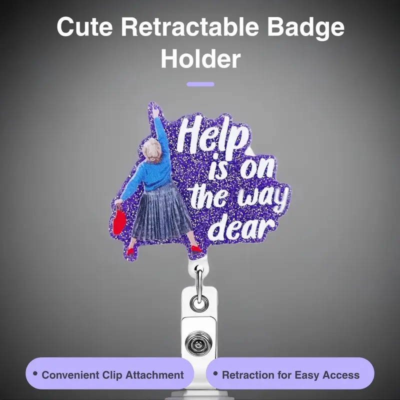 Cute Badge Holder, 1 Count Retractable Badge Reel, Creative ID Badge Holder with Clip for Nurse Doctor Student Worker Volunteer 1
